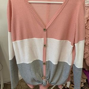Thermal Color Block Tie Top